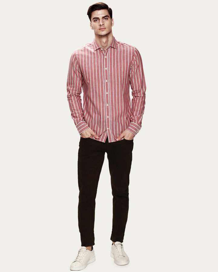 Latest Pink Colored Cotton Striped Shirt