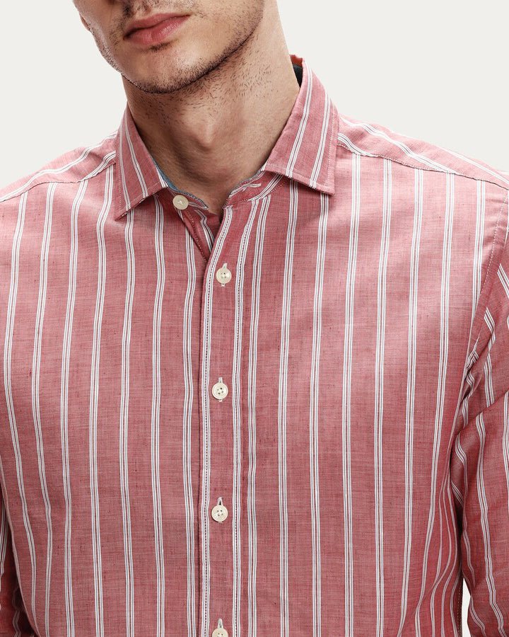 Latest Pink Colored Cotton Striped Shirt