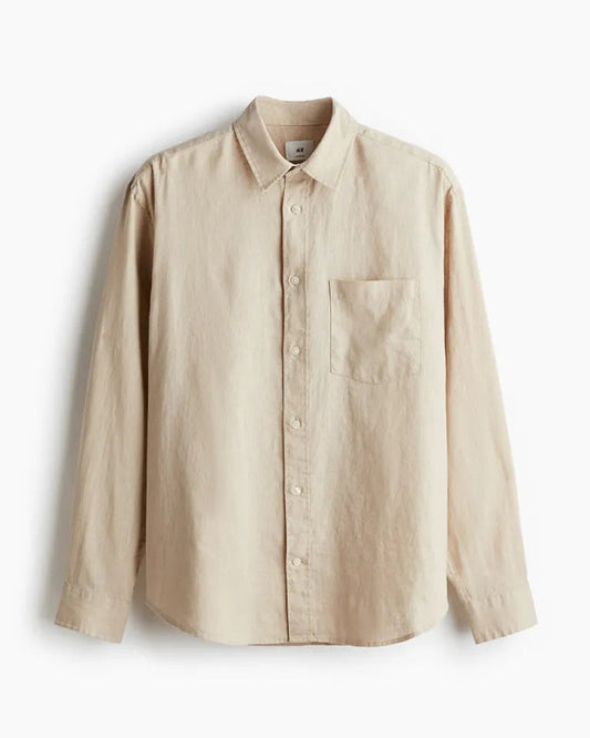 Relaxed Fit Beige Colored Plain Shirt