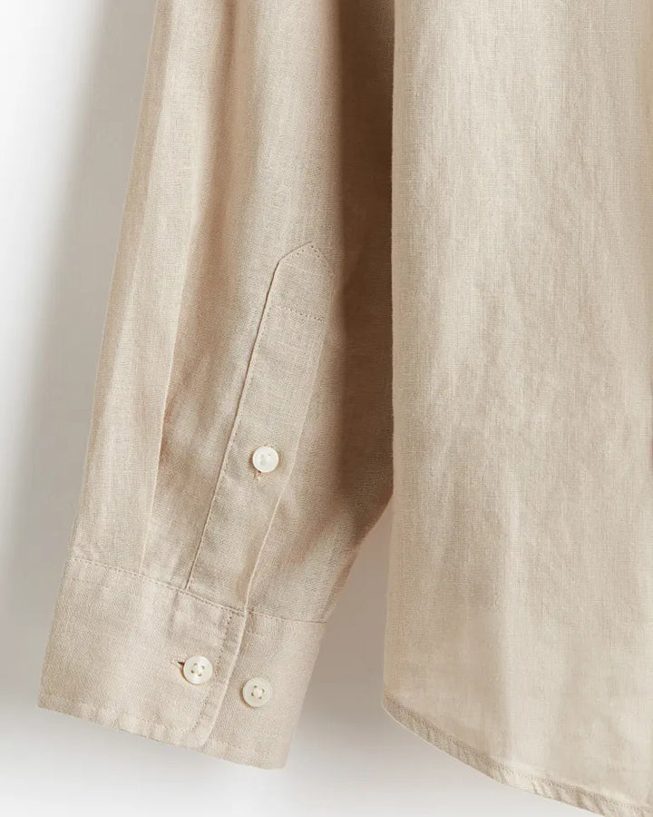 Relaxed Fit Beige Colored Plain Shirt