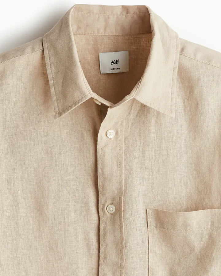 Relaxed Fit Beige Colored Plain Shirt