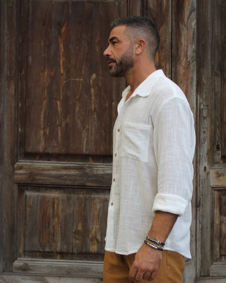 Premium Men's White Colored Cotton Shirt