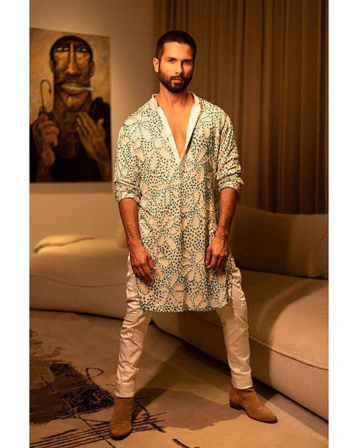 Celebrity Style Cream Colored Cotton Kurta