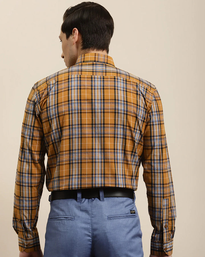 Premium Mustard Cotton Checks Shirt