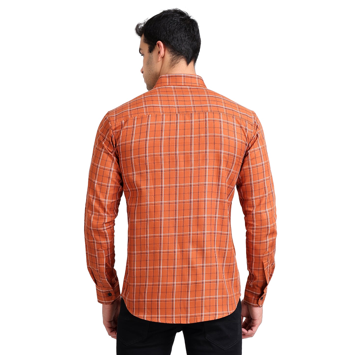 Rust Colored Checkered Cotton Shirt