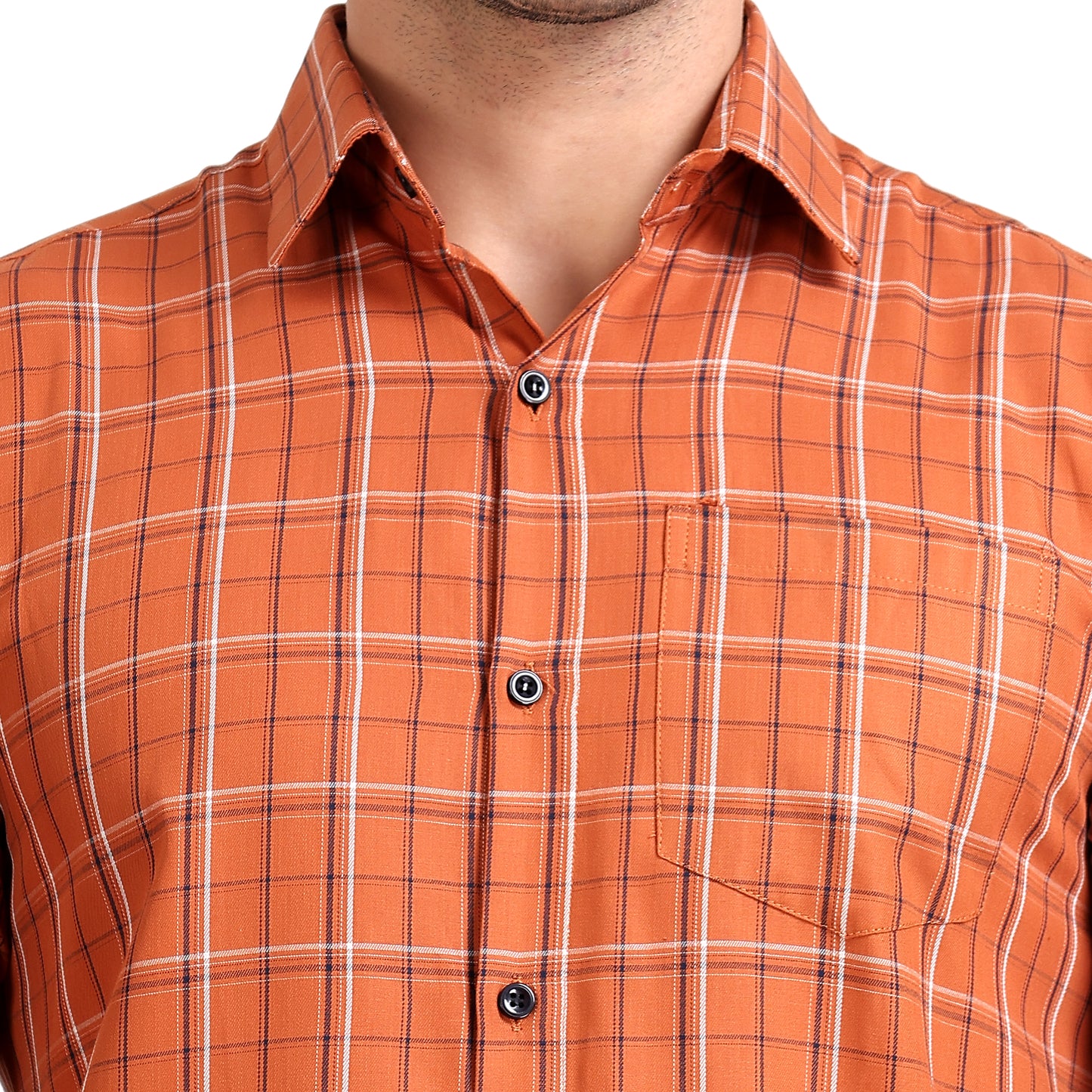 Rust Colored Checkered Cotton Shirt