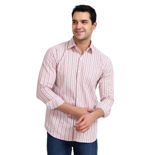 Baby Pink Colored Cotton Striped Shirt