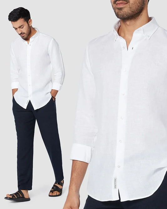 White Colored Linen Shirt