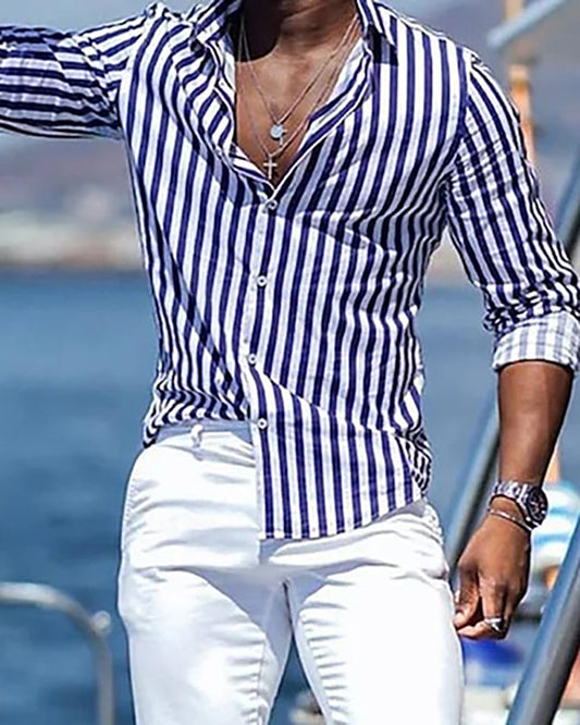 Latest Navy Blue Colored Striped Shirt