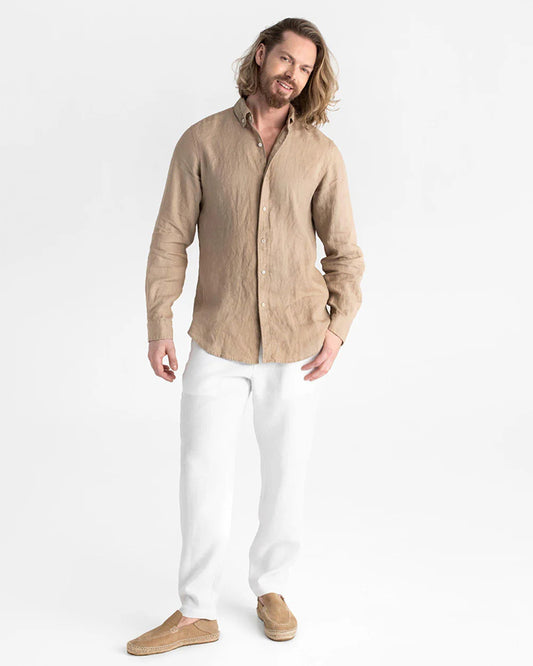 Sophisticated Beige Full-Sleeve Classic Shirt