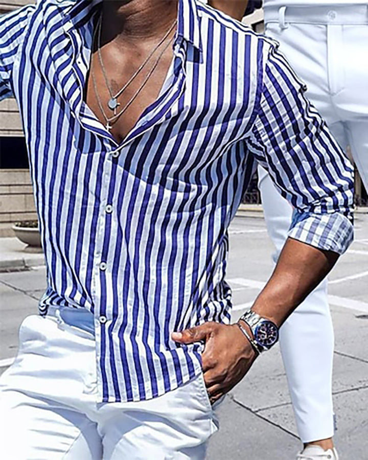 Latest Navy Blue Colored Striped Shirt