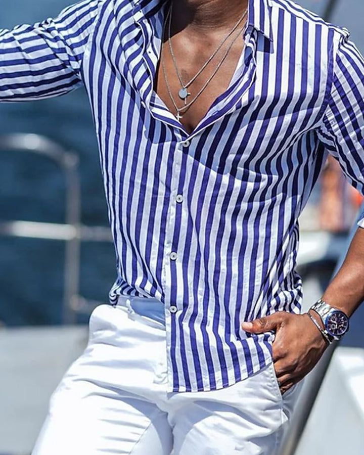 Latest Navy Blue Colored Striped Shirt