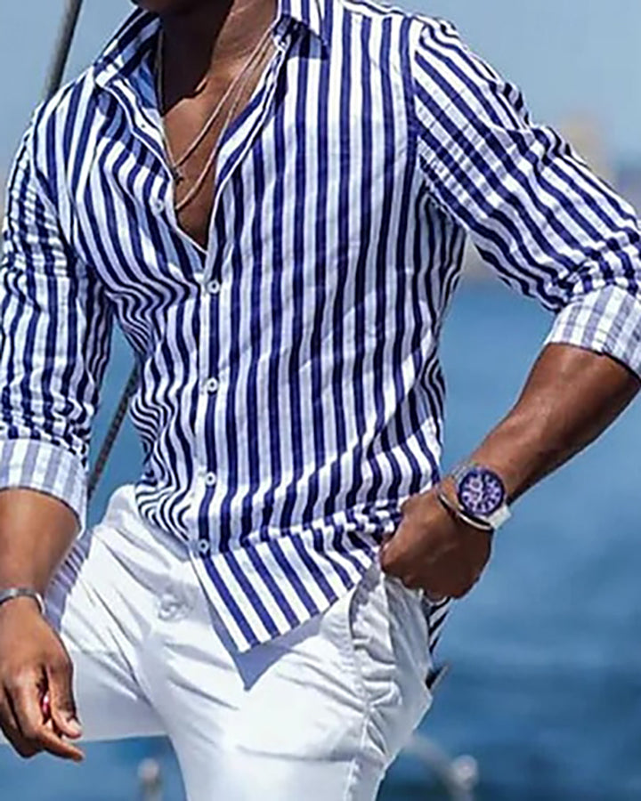 Latest Navy Blue Colored Striped Shirt