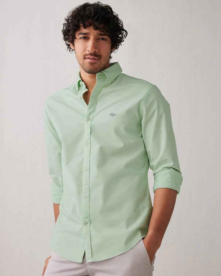 Lemon Green Colored Cotton Shirt