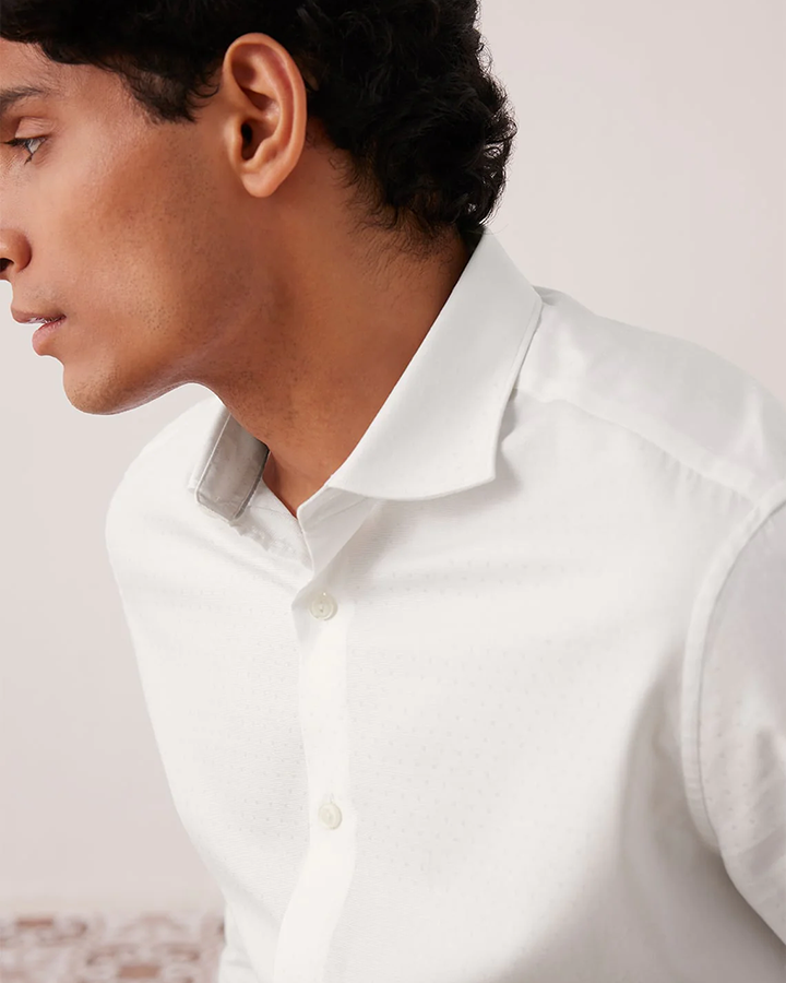 Formal White Colored Cotton Full Sleeve Shirt