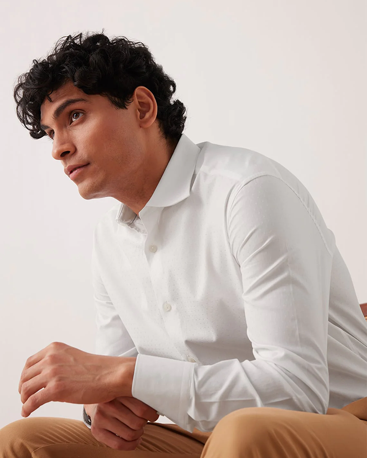 Formal White Colored Cotton Full Sleeve Shirt