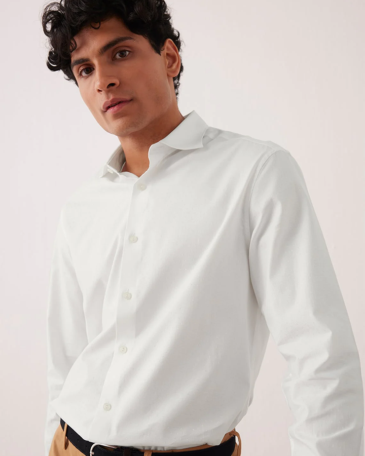 Formal White Colored Cotton Full Sleeve Shirt