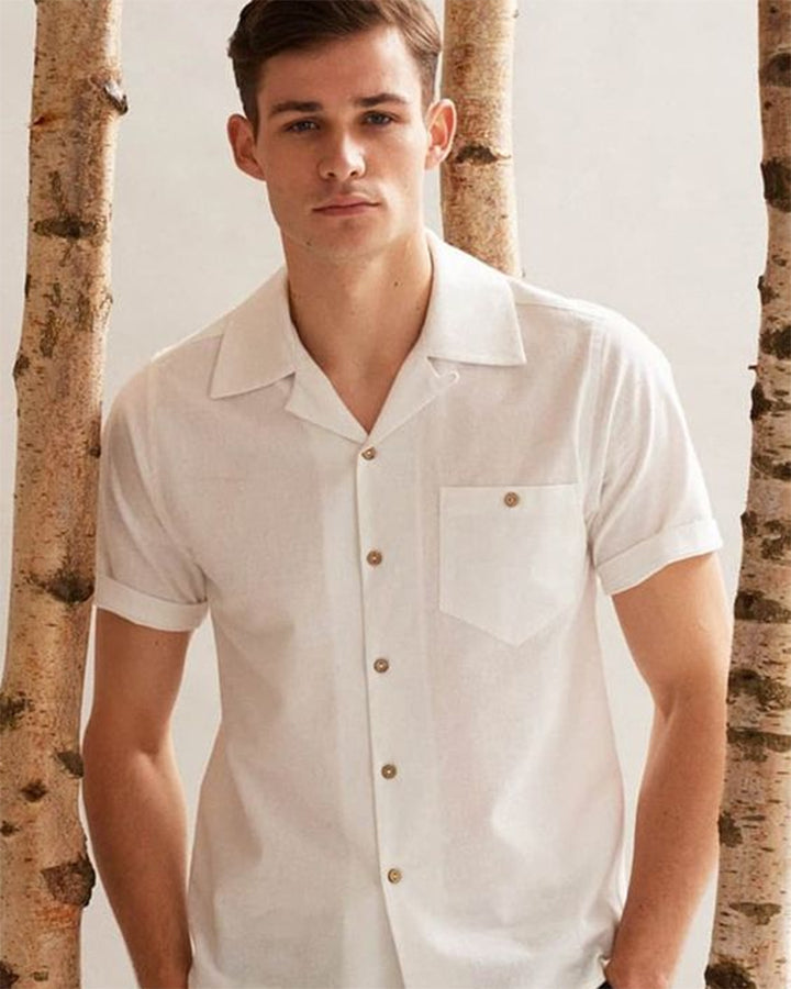 Stylish Cream Colored Cotton Solid Shirt