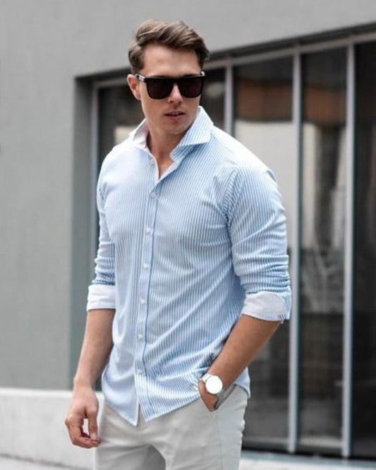 Light Blue Colored Cotton Plain Shirt