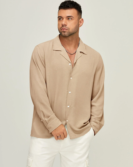 Stylish Solid Beige Colored Cotton Shirt