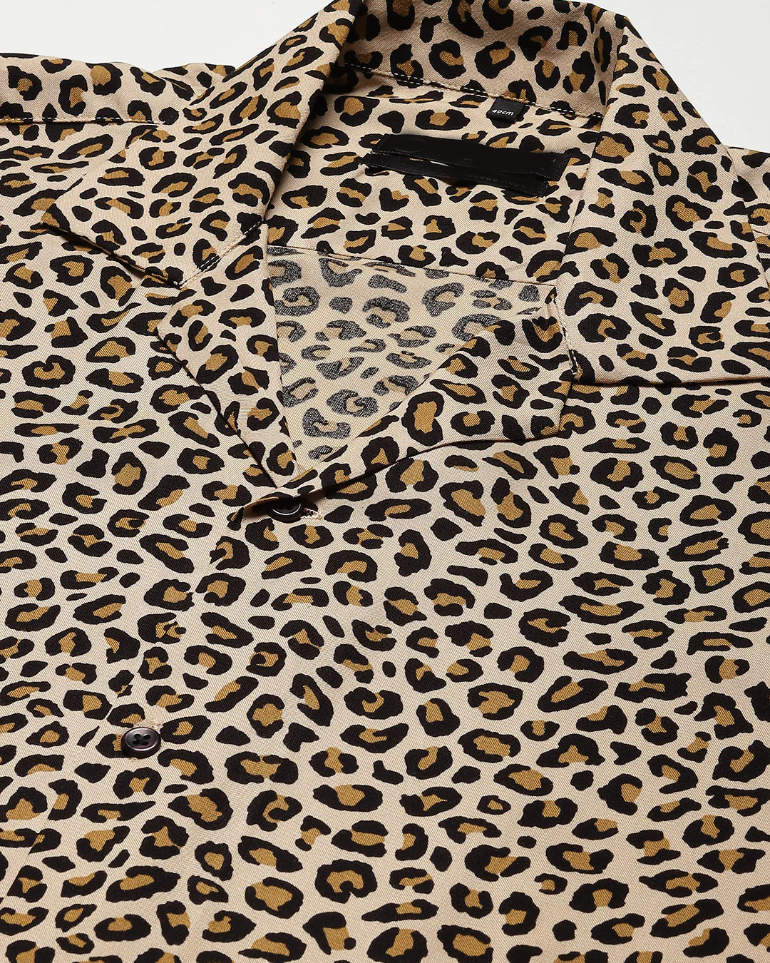 Beige & Black Colored Leopard Printed Shirt