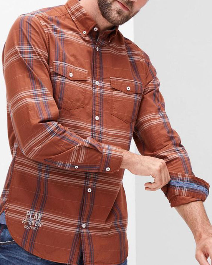 Rust Brown Colored Cotton Full Sleeve Shirt