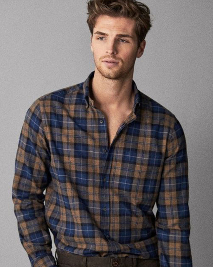 Blue Checks Flannel Full Sleeve Shirt