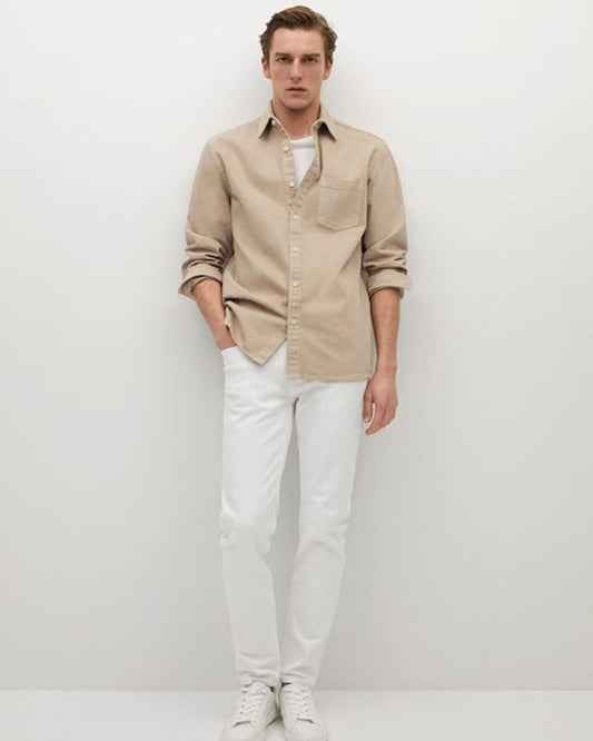 Incredible Beige Colored Cotton Shirt