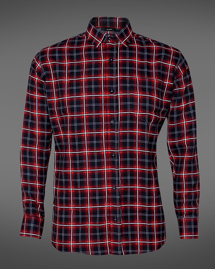 Red And Black Color Cotton Shirt