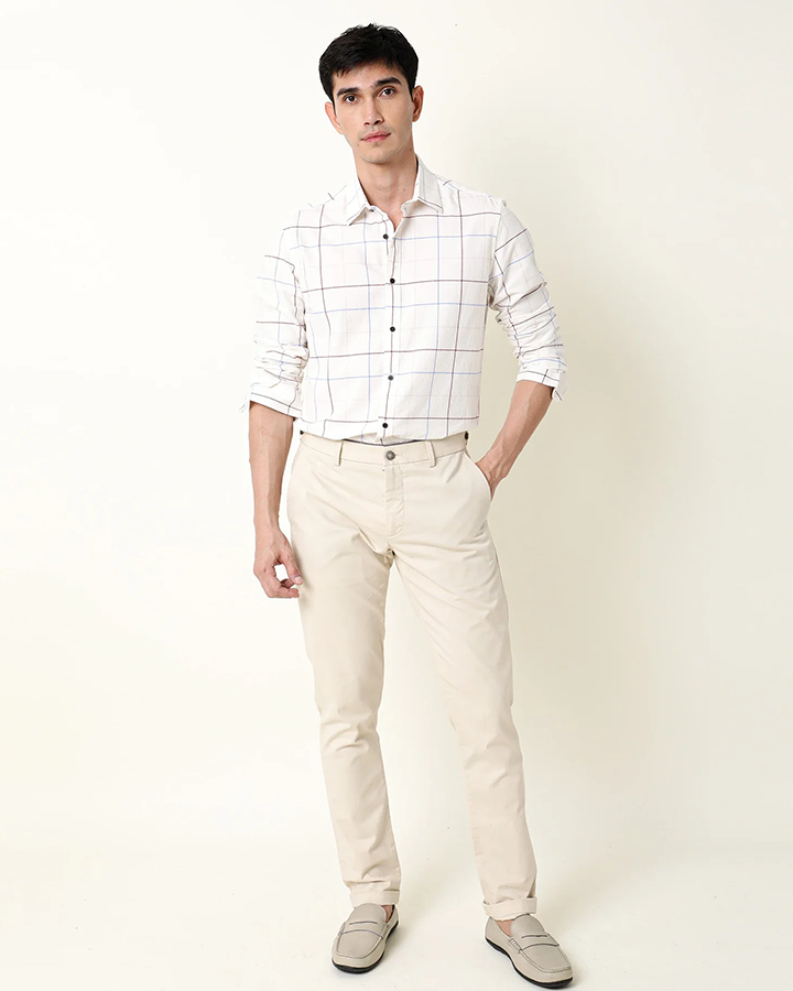 White Colored Cotton Duplin Checks Shirt