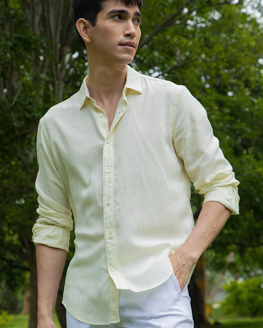 Light Yellow Colored Linen Shirt