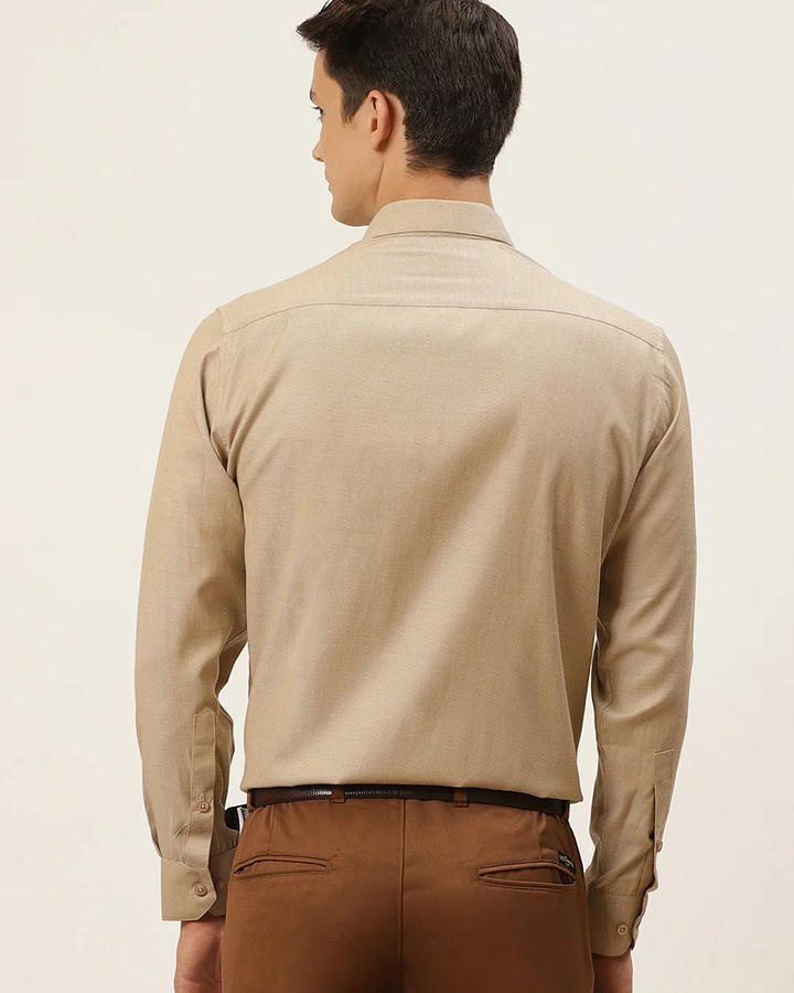 Classic Beige Colored Cotton Formal Shirt