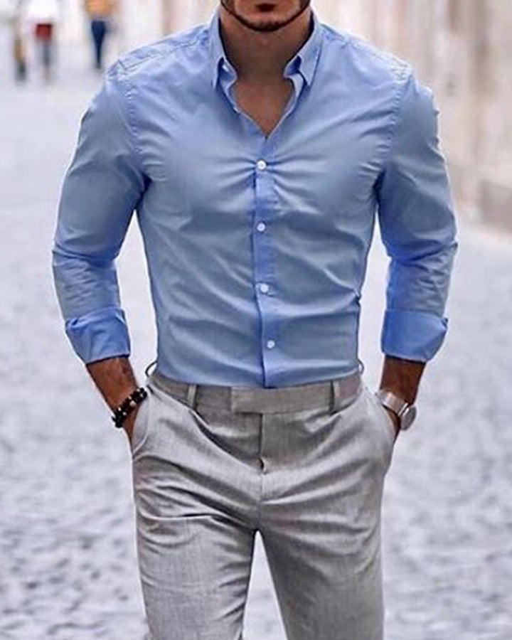 Formal Blue Colored Cotton Shirt