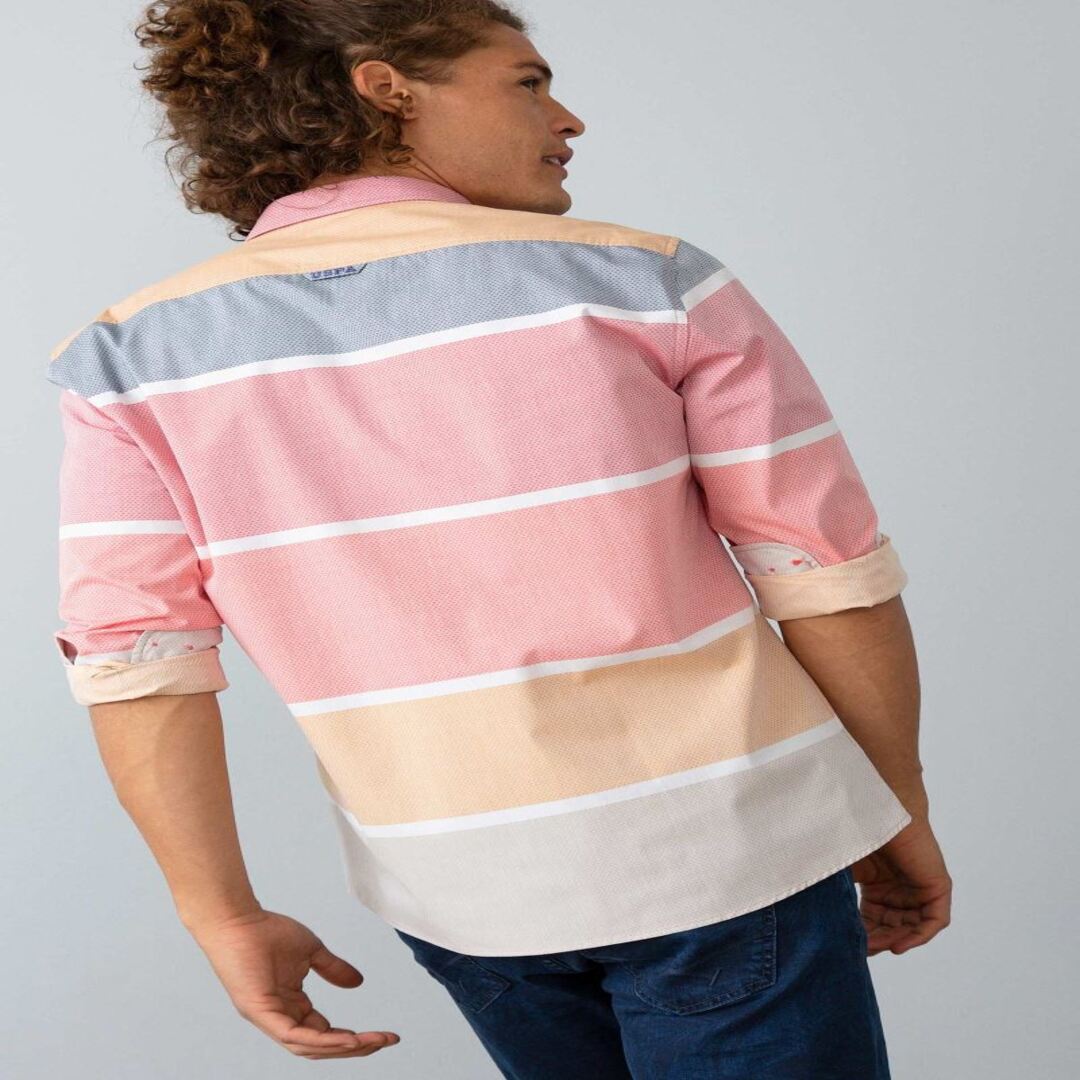 Pink & Grey Striped Full Sleeve Shirt