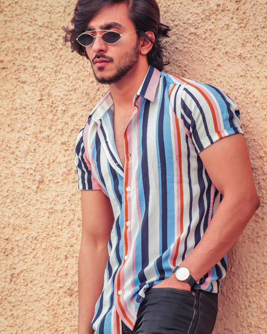 Multi Striped Half Sleeve Shirt