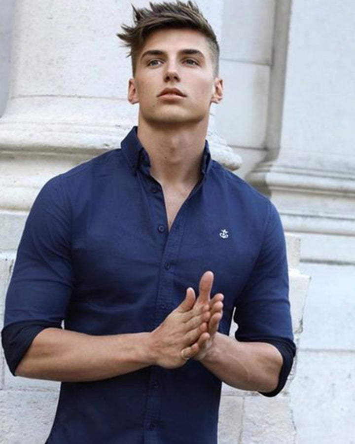 Premium Navy Blue Colored Cotton Shirt