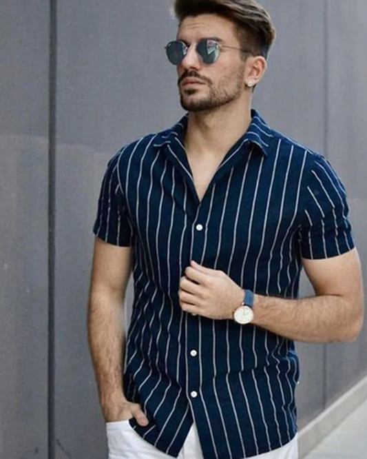 Blue Color Striped Shirt For Man