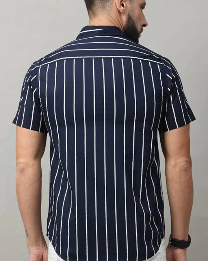 Blue Color Striped Shirt For Man