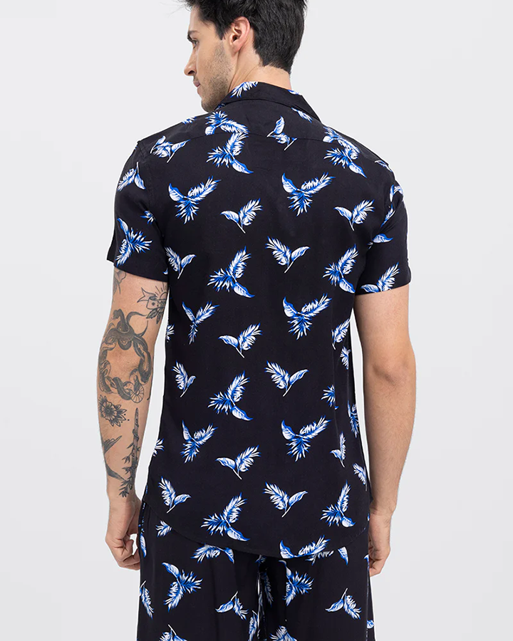 Feather Navy Blue Colored Co-Ords