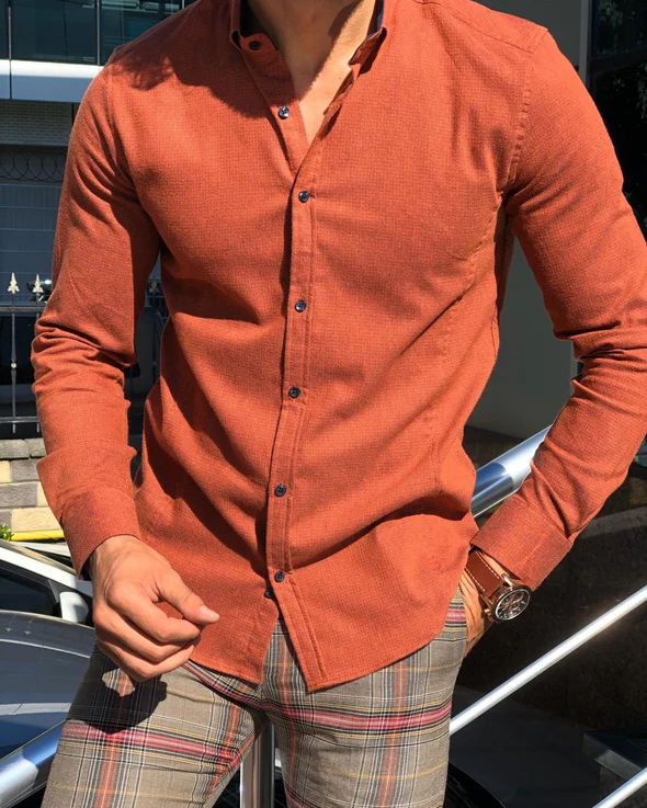 Latest Orange Colored Cotton Shirt