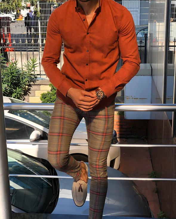 Latest Orange Colored Cotton Shirt