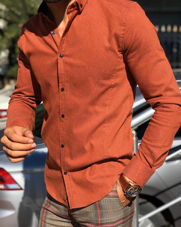 Latest Orange Colored Cotton Shirt