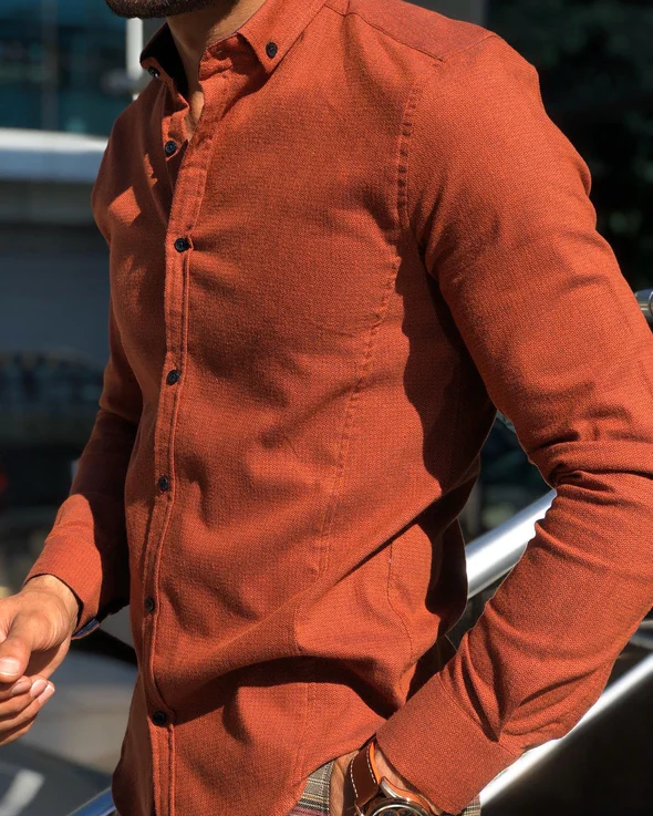 Latest Orange Colored Cotton Shirt