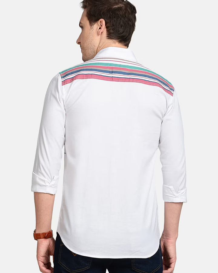 Casual White Colored Cotton Striped Shirt